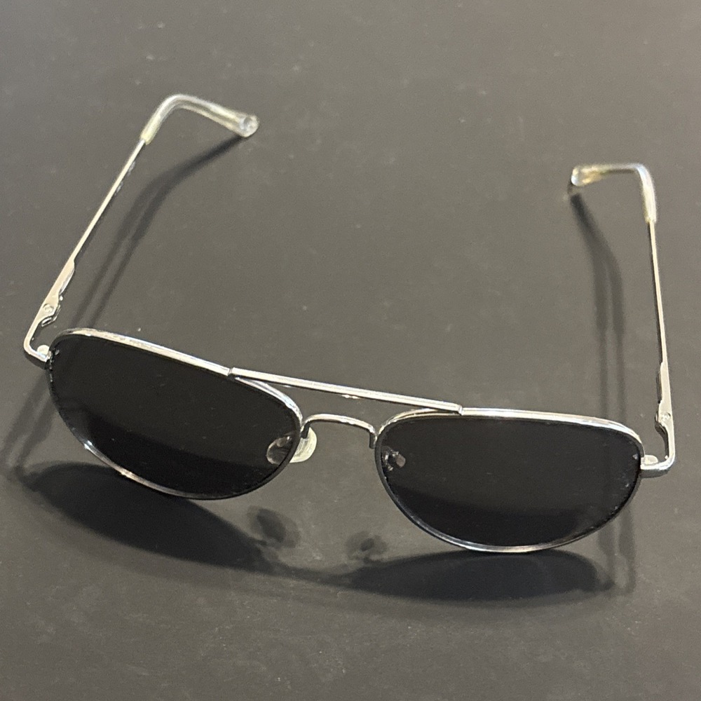 Classic Silver Aviator Sunglasses Metal Pilot Frame Dark Gray Lens UV400 Unisex - Picture 9 of 9